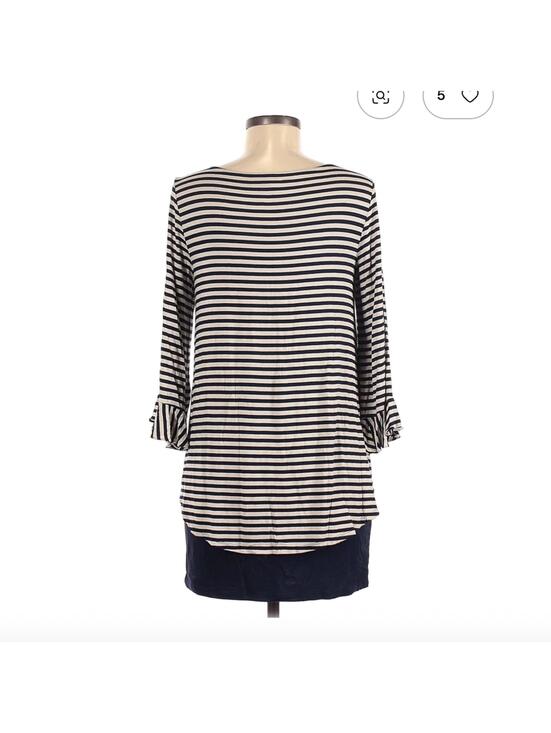 White House Black Market Striped 3/4 Sleeve Top Size M - Picture 2 of 2